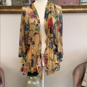 Mustard floral kimono